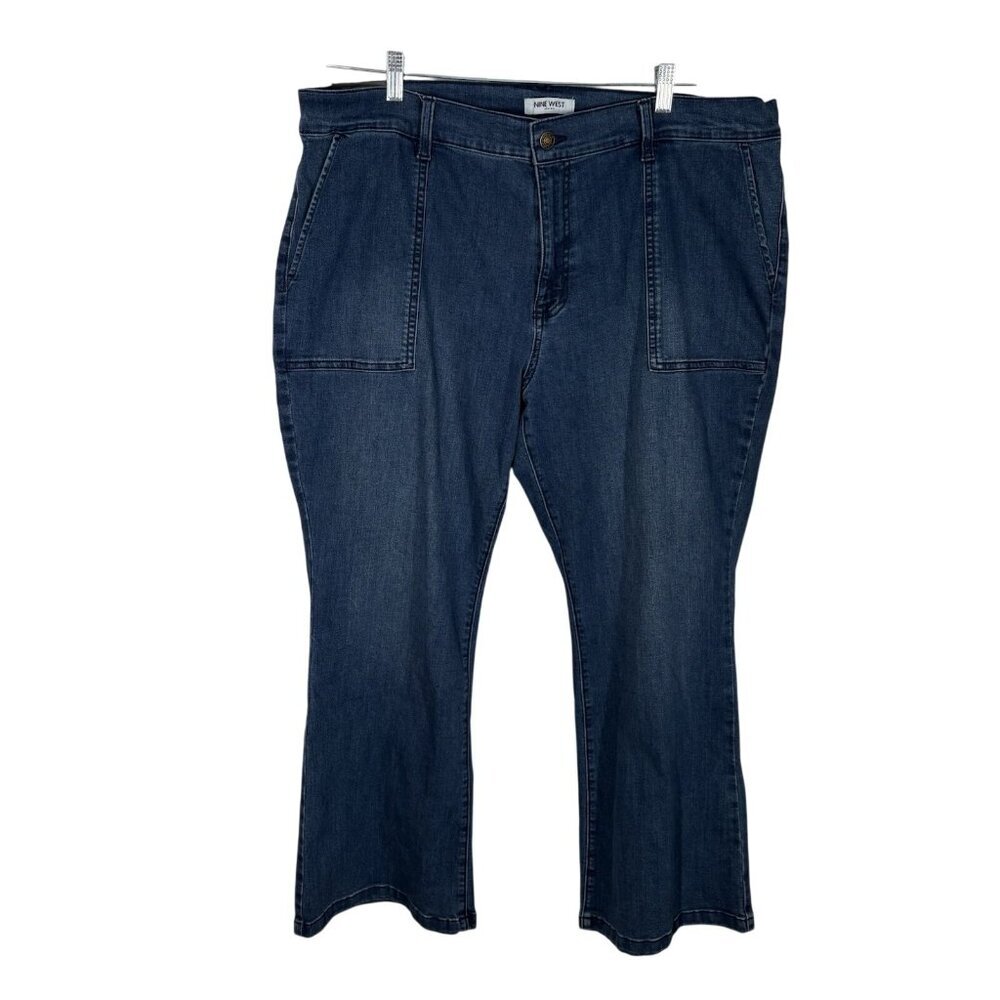 Nine West Women Plus SZ 18W Blue Medium Wash Bootcut Flat Front Pocket Jeans NWT